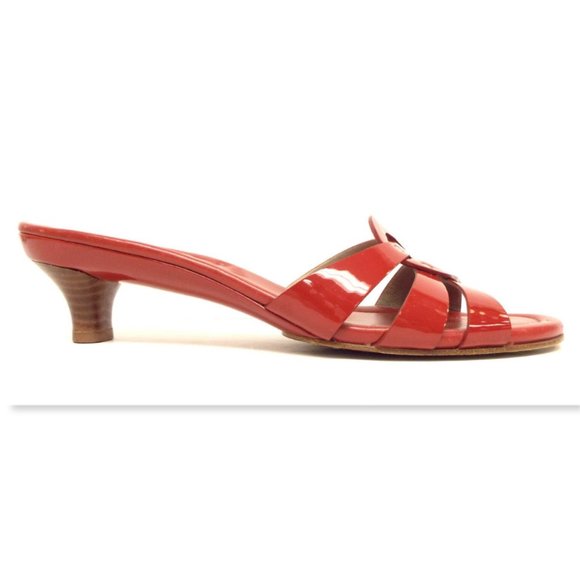 COLE HAAN Red Patent Leather Slide Sandals 8.5 - Picture 2 of 7